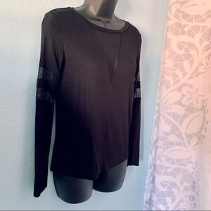 Splash Black Fishnet Mesh Long Sleeve Shirt Size Small